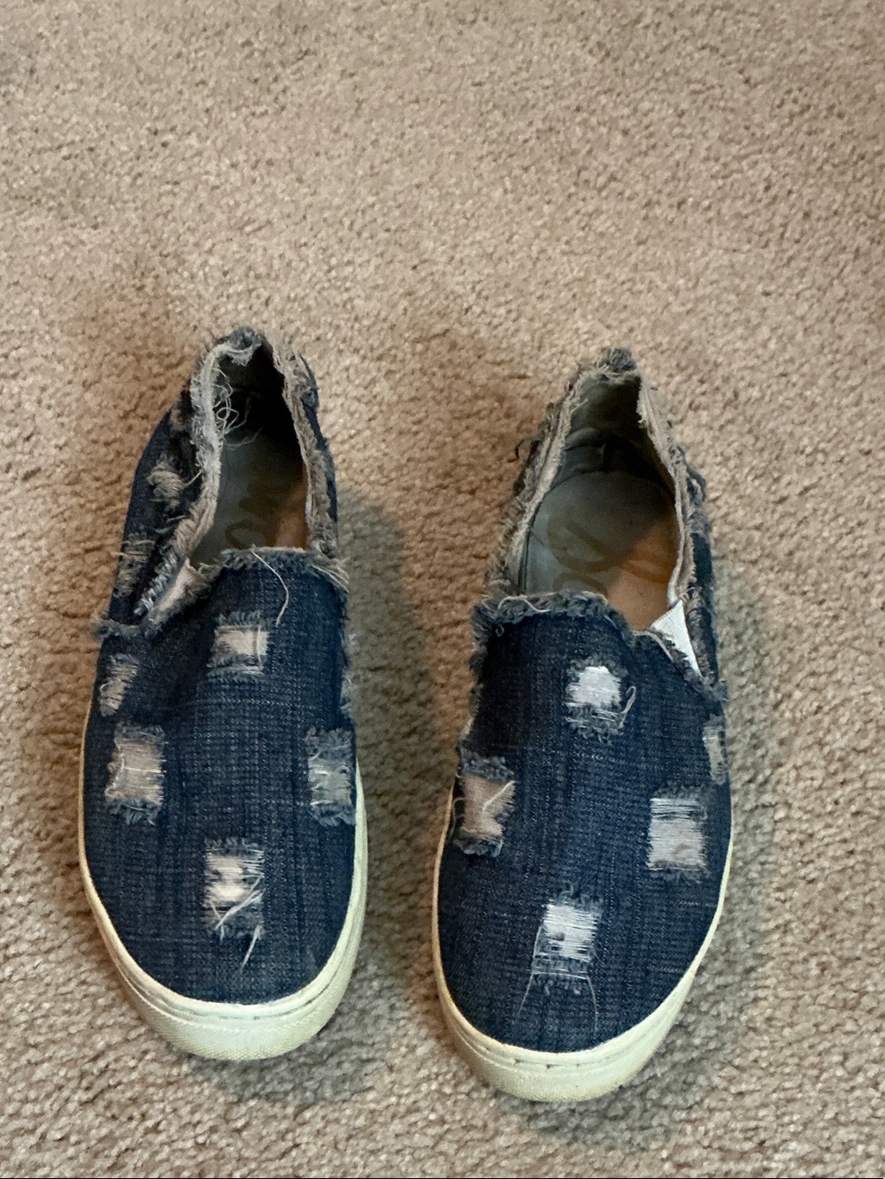 Kids Slip-On Distressed Denim Sneakers - Blue